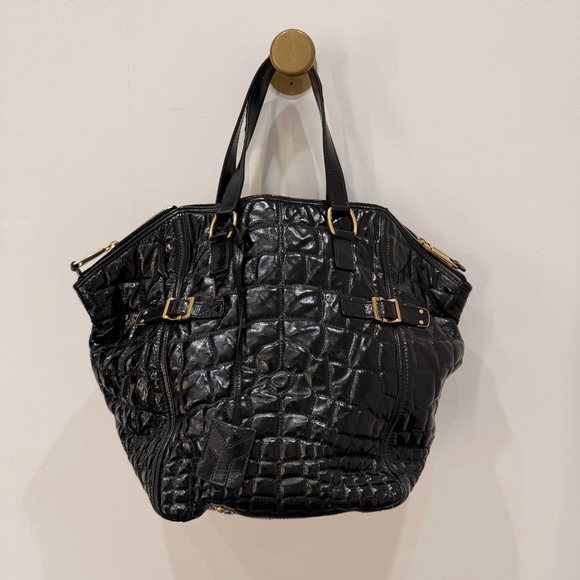 Authentic Yves Saint Laurent Downtown Crocodile Embossed Patent Leather Tote - Picture 2 of 8